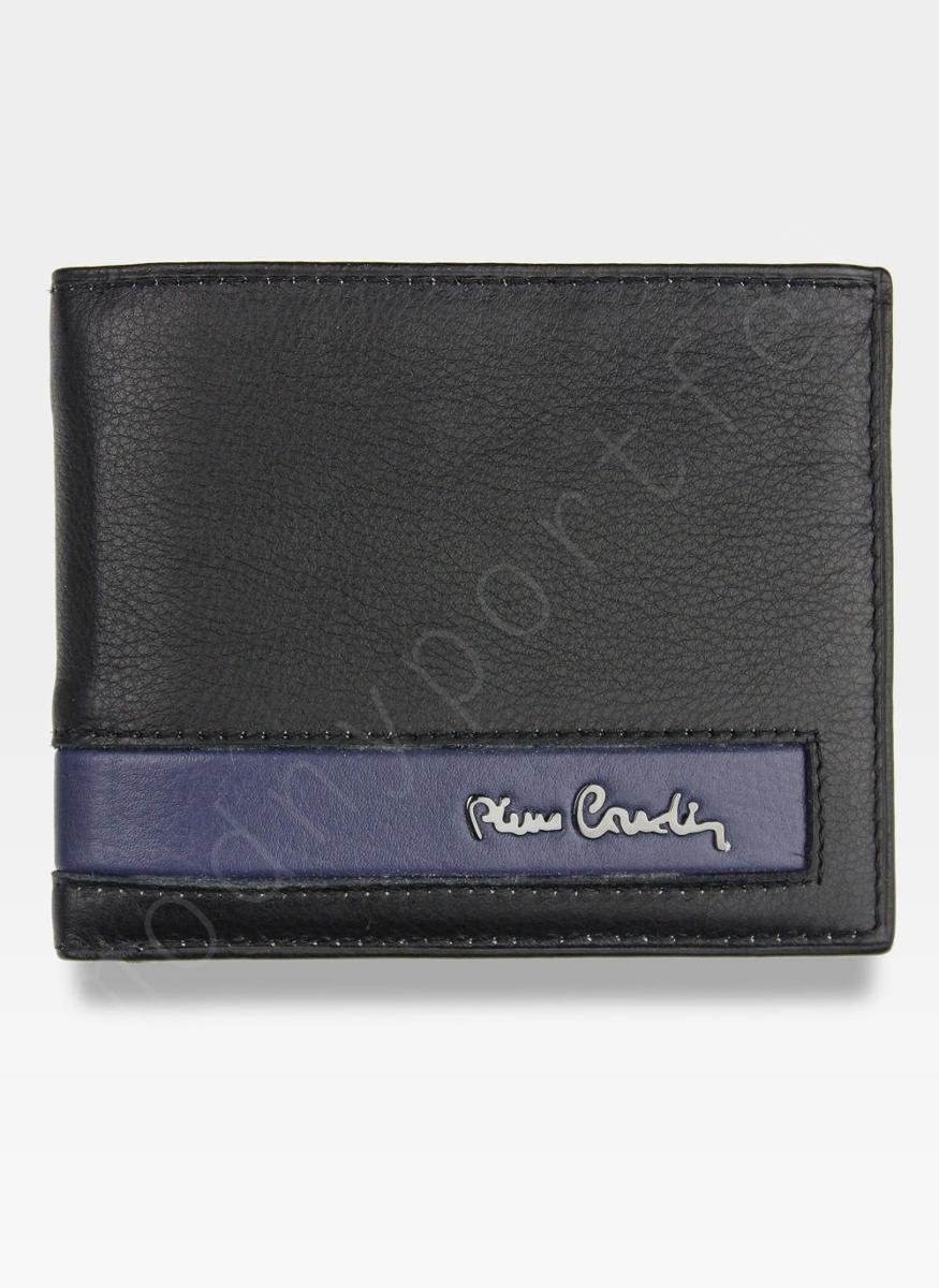 Pierre Cardin, Portfel skórzany męski, Blue Mirror, Tilak26 8824, niebieski, ochrona RFID, mały