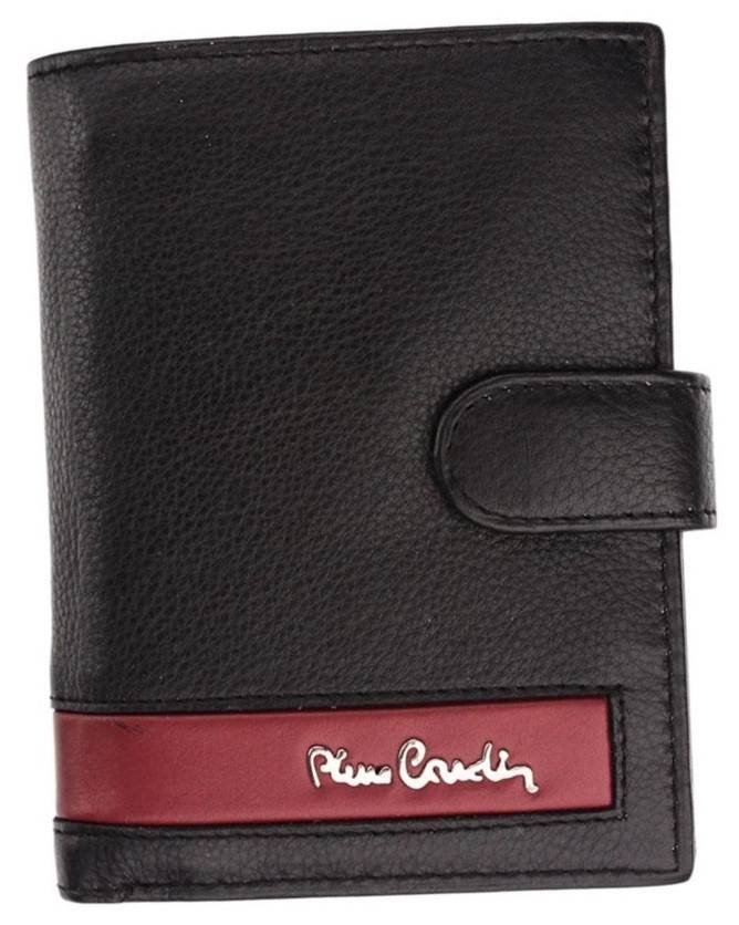 Pierre Cardin, Portfel skórzany męski, Sahara, Tilak26 326A, czarny/czerwony, ochrona RFID