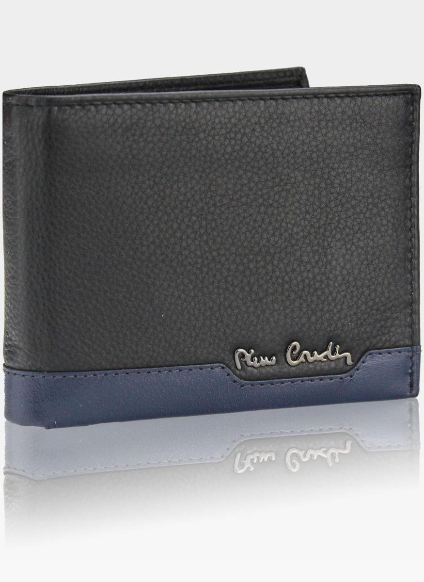 Pierre Cardin, Portfel skórzany męski, Tilak37 325, czarny/niebieski, ochrona RFID