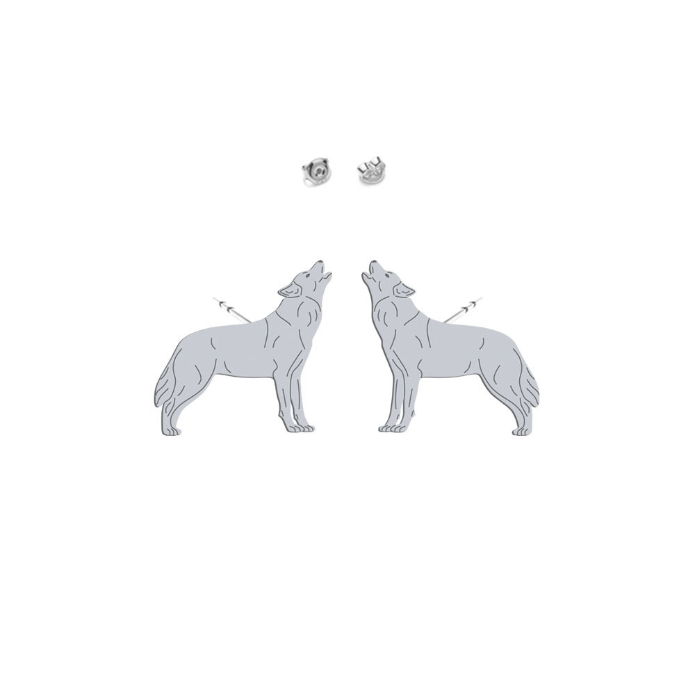 Kolczyki WILK srebro pozłacane - MEJK Jewellery