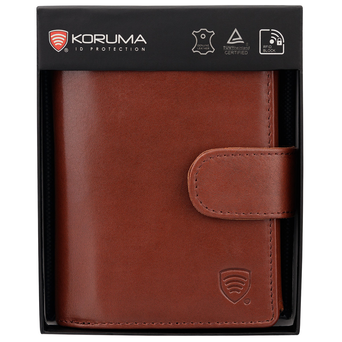 Koruma, Portfel męski skórzany ochrona RFID, brązowy, SM-904OBR