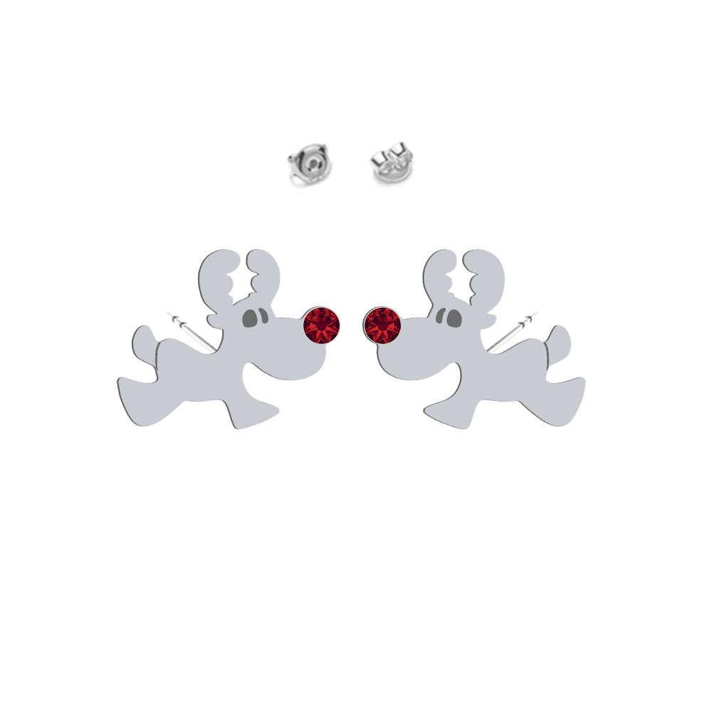 RENIFERY Kolczyki srebro pozłacane Boże Narodzenie