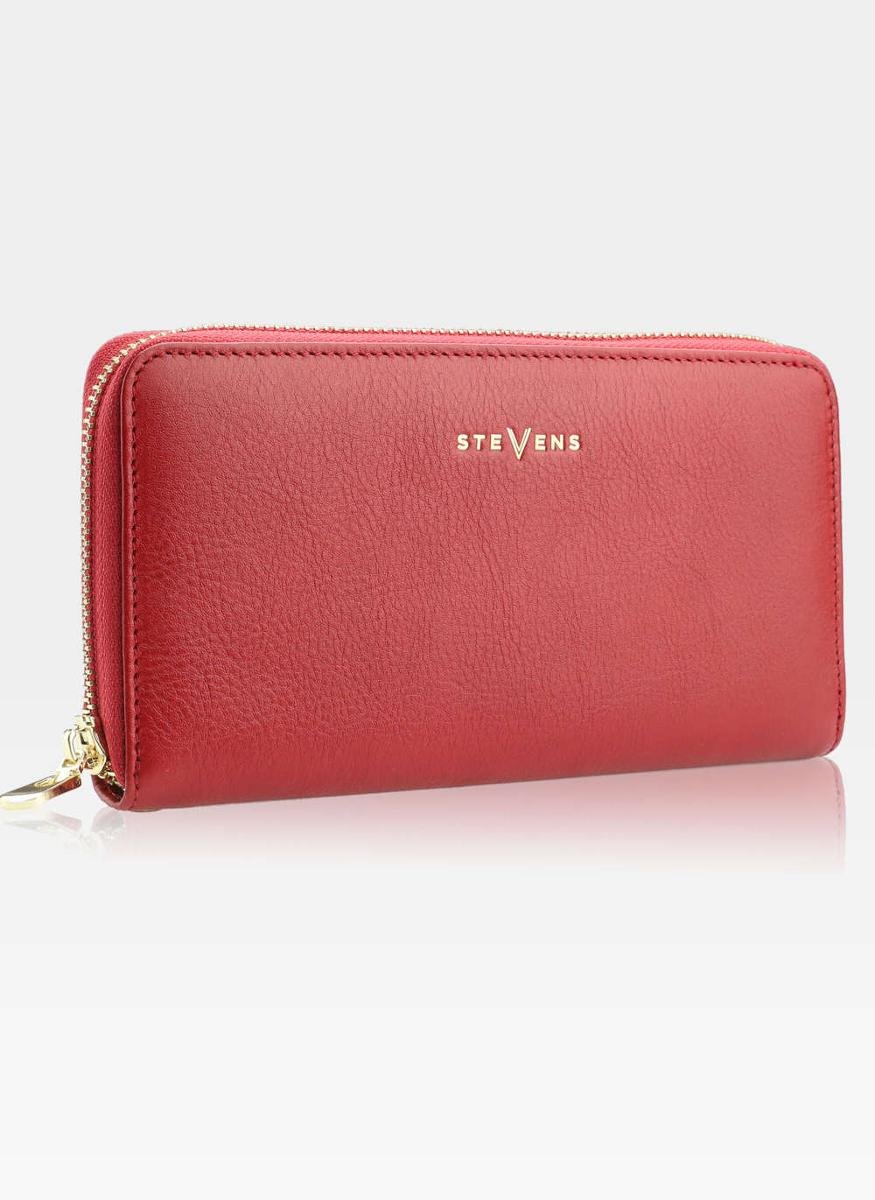 CZERWONY PORTFEL DAMSKI SKÓRZANY RFID OCHRONA KART Czerwony Skóra Matowa - Czerwony Matt