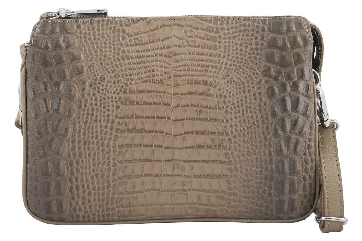 Torebka damska z motywem CROCO - Beżowa ciemna - Beżowy ciemny
