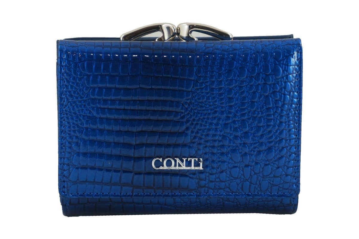 Conti, Portfel damski, Croco, granatowy