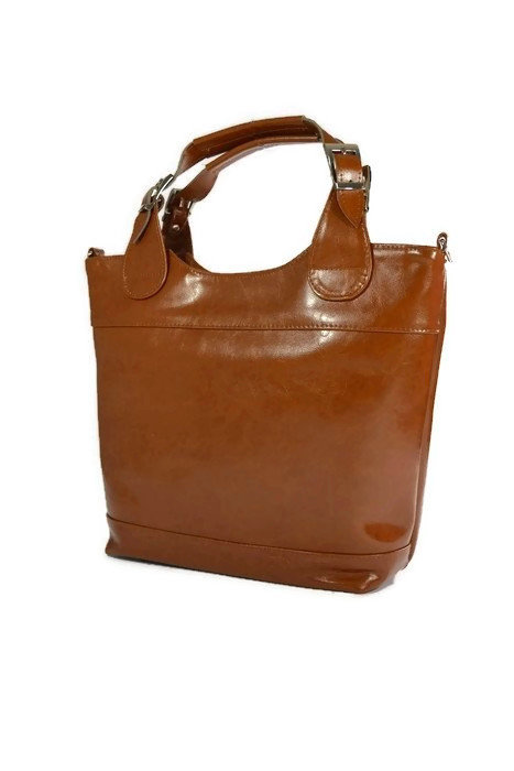 Brązowa skórzana shopperka DAN-A