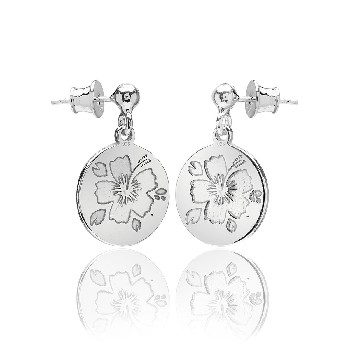Kolczyki kwiat hawajski srebrne
