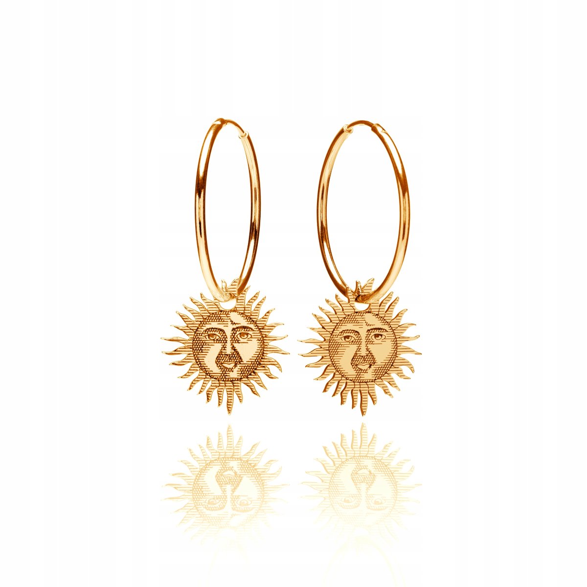 Kolczyki koła boho słońce srebrne pozłacane