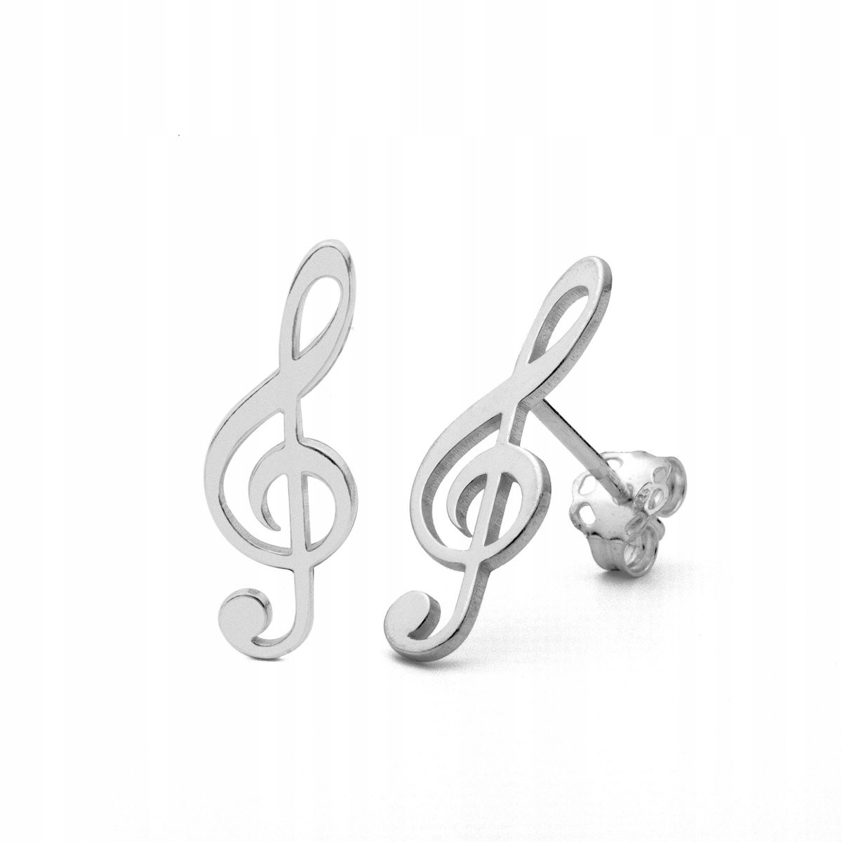 Kolczyki piny klucz wiolinowy srebrne rodowane