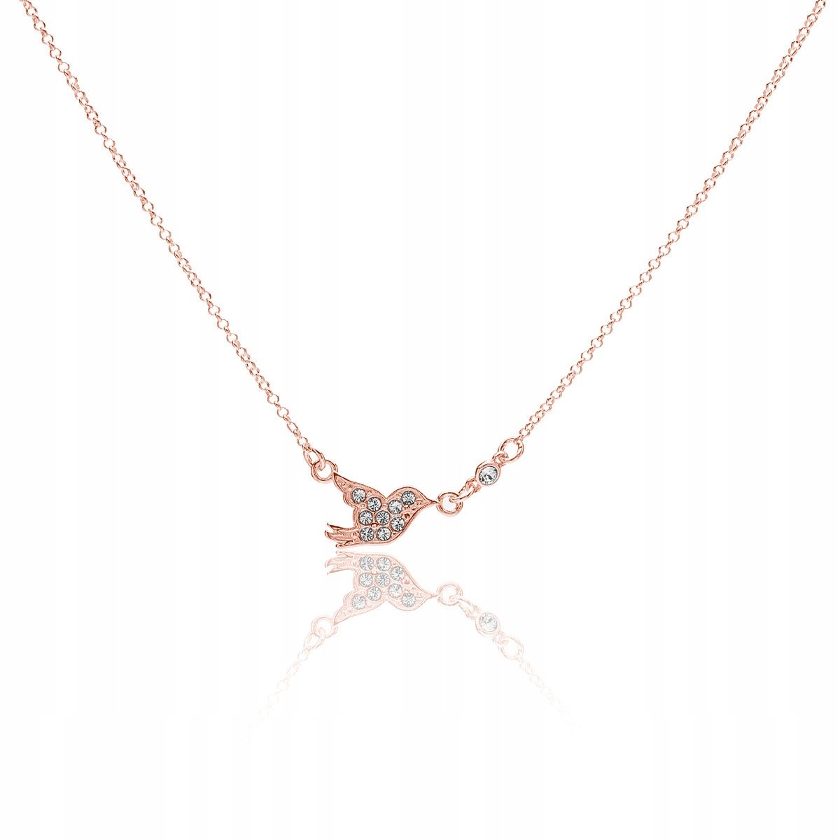 Naszyjnik ptaszek Swarovski Elements srebrny róż