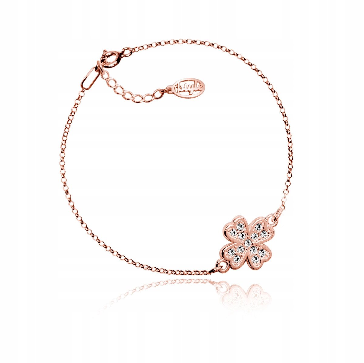 Bransoletka koniczyna Swarovski Elements zł róż