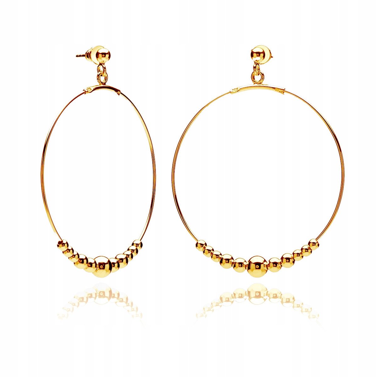 Kolczyki koła z kulkami srebrne pozłacane