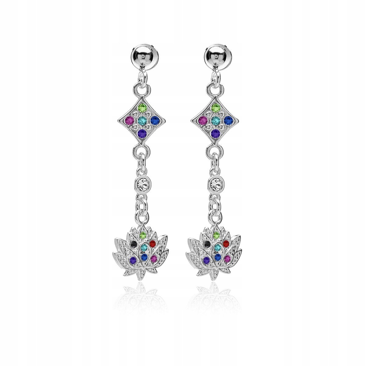 Kolczyki kwiat lotosu Swarovski Elements sreb. rod