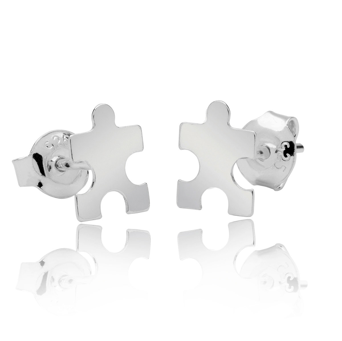 Kolczyki puzzle sztyft rodowane