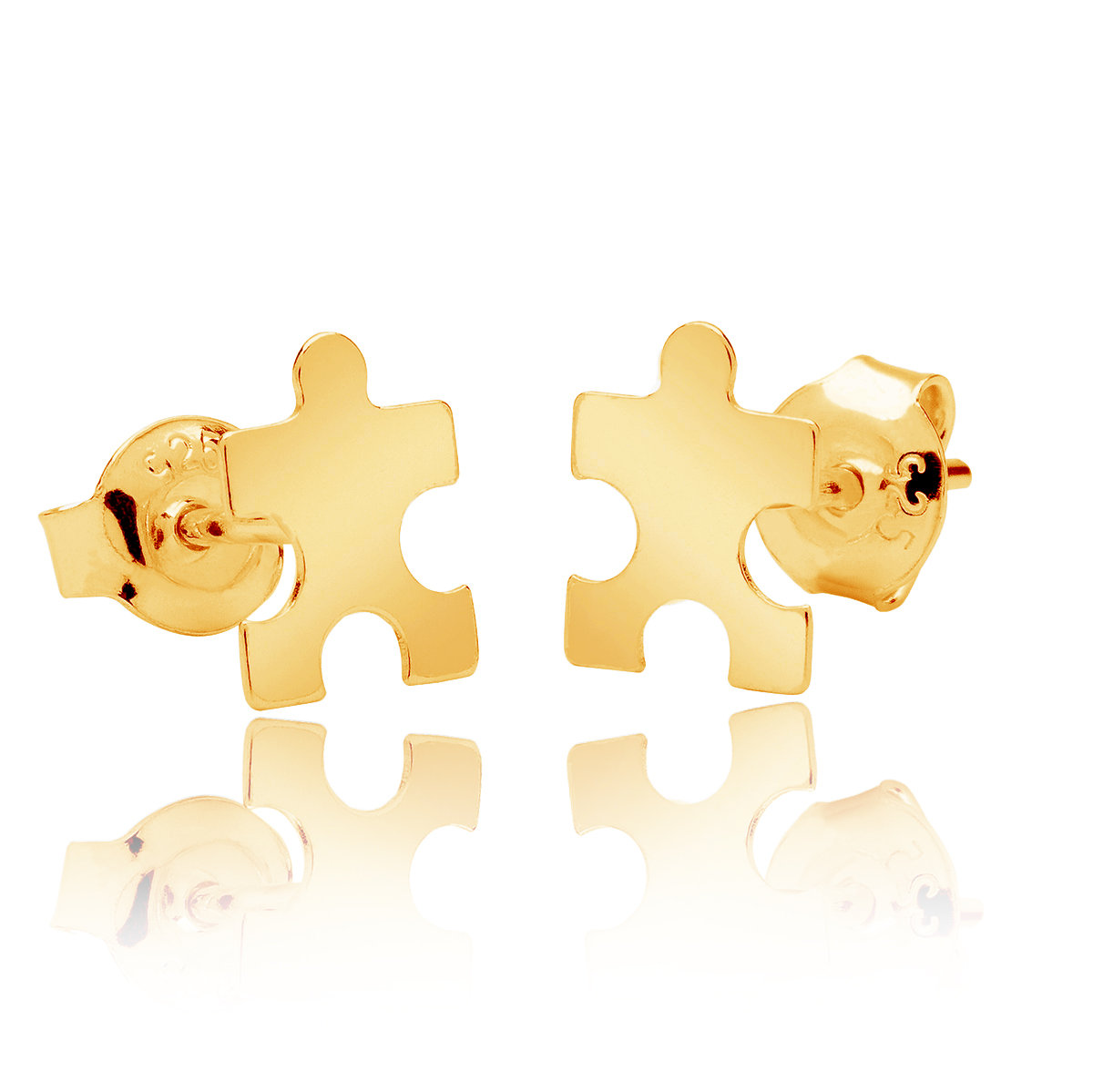 Kolczyki puzzle sztyft pozłacane