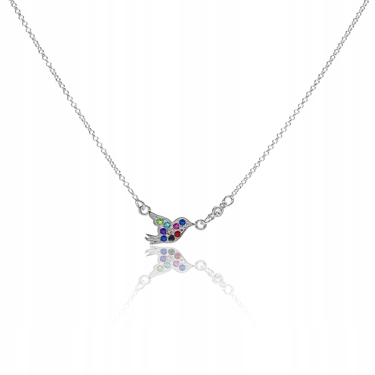 Naszyjnik ptaszek Swarovski Elements srebrny rod