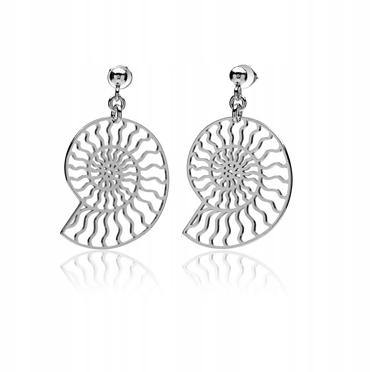 Kolczyki muszle sztyfty srebrne rodowane