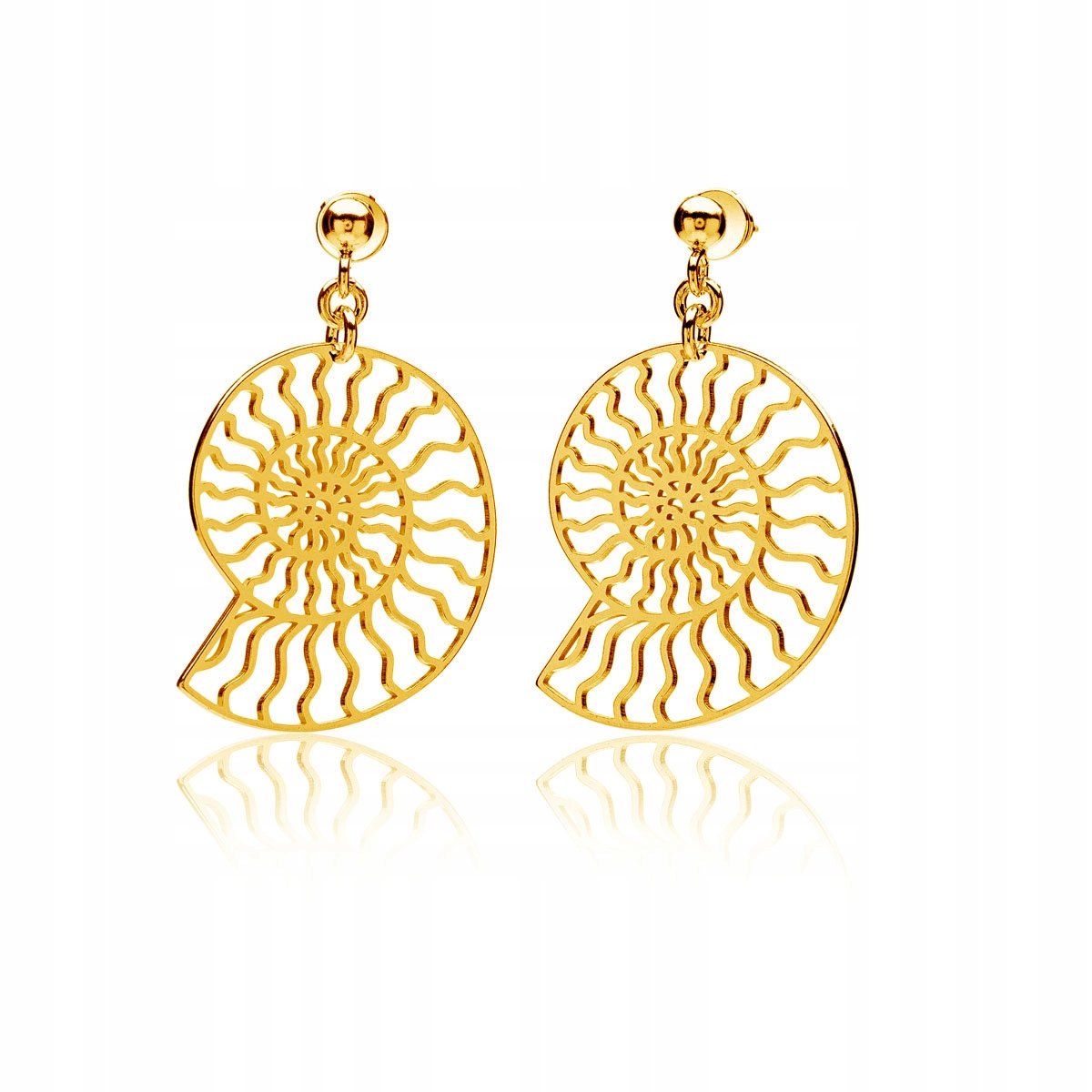 Kolczyki muszle sztyfty srebrne pozłacane