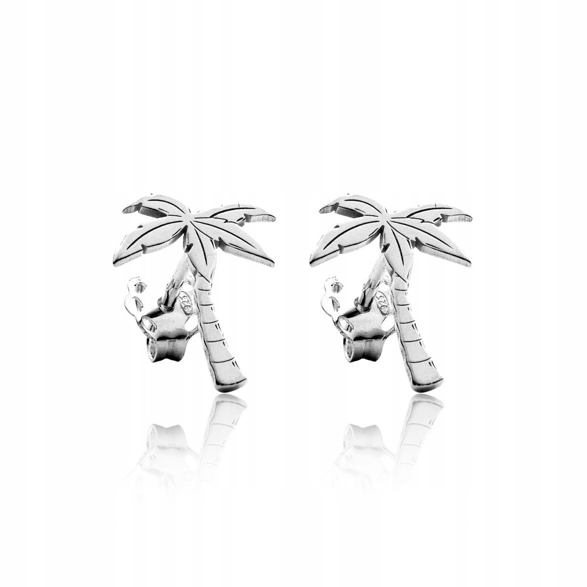 Kolczyki piny palmy srebrne rodowane