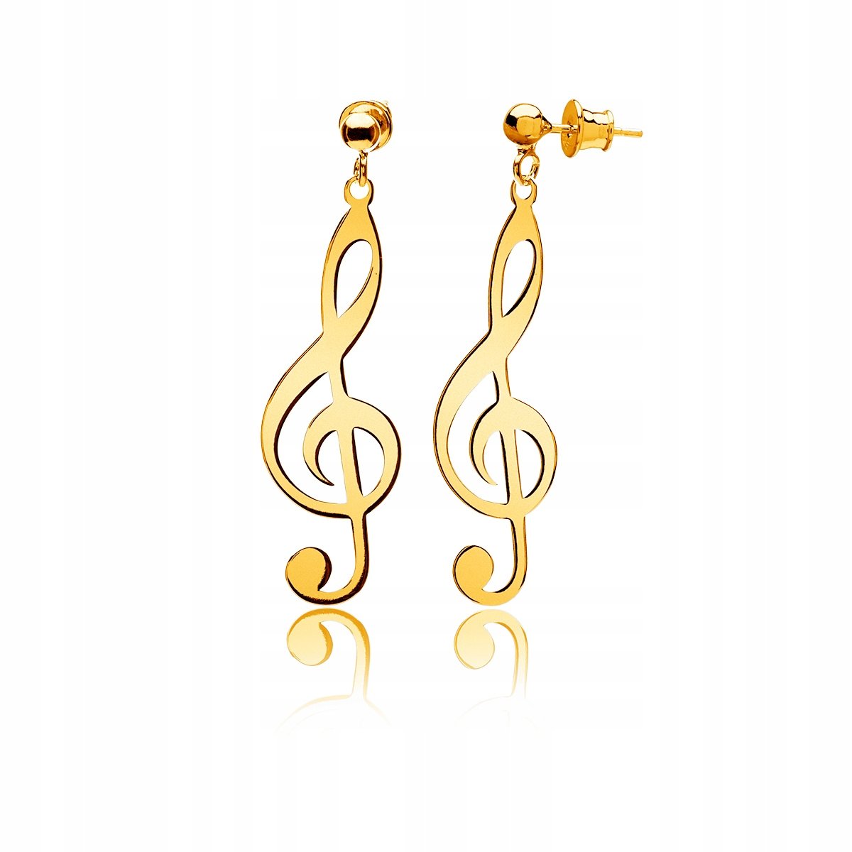 Kolczyki klucz wiolinowy srebrne pozłacane