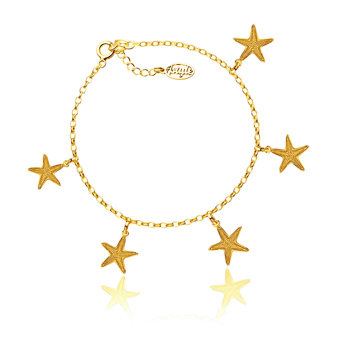 Bransoletka na nogę rozgwiazdy srebrna pozłacana