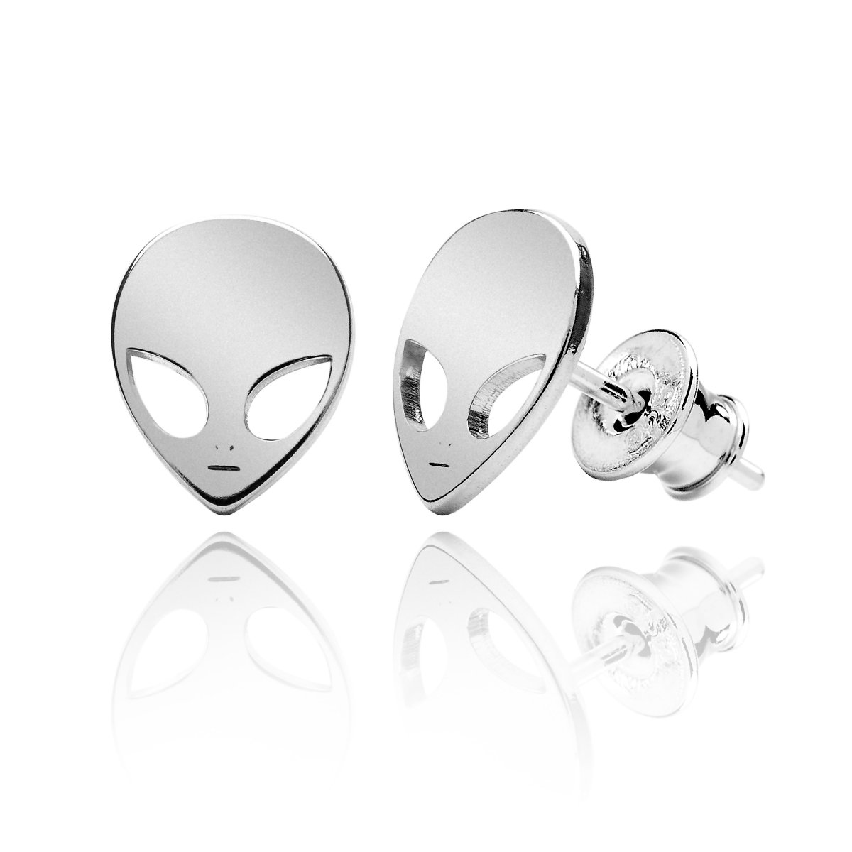Kolczyki sztyfty aliens srebrne