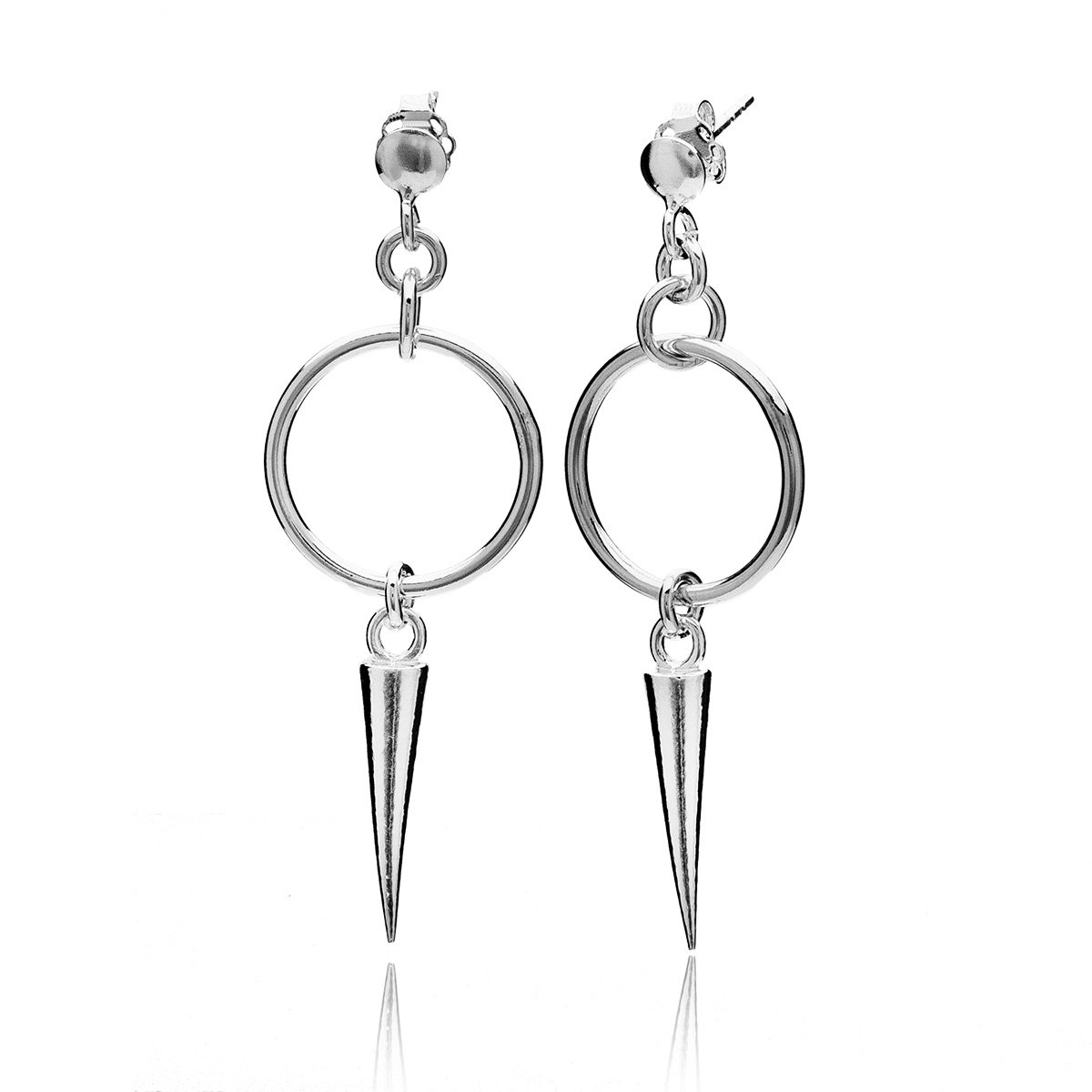 Kolczyki kółka z kolcami srebrne rodowane