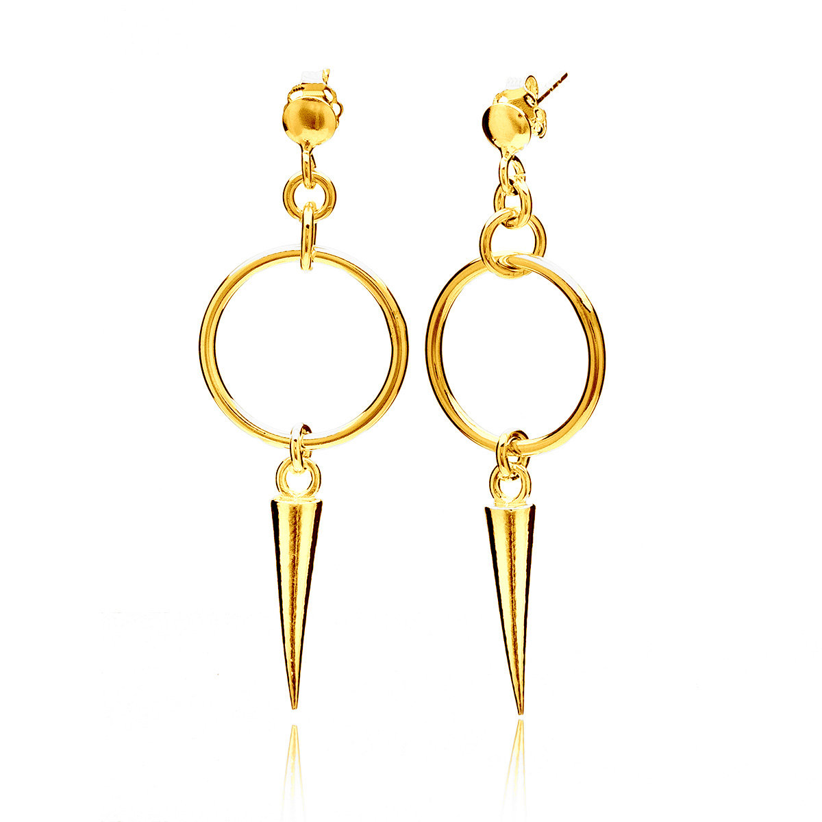 Kolczyki kółka z kolcami srebrne pozłacane