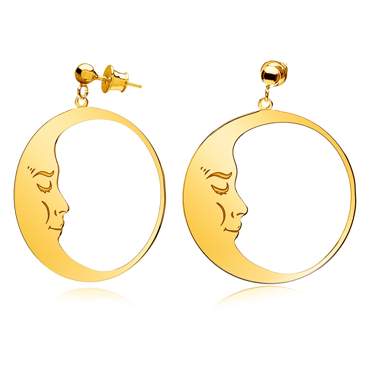 Kolczyki koła księżyce srebrne pozłacane