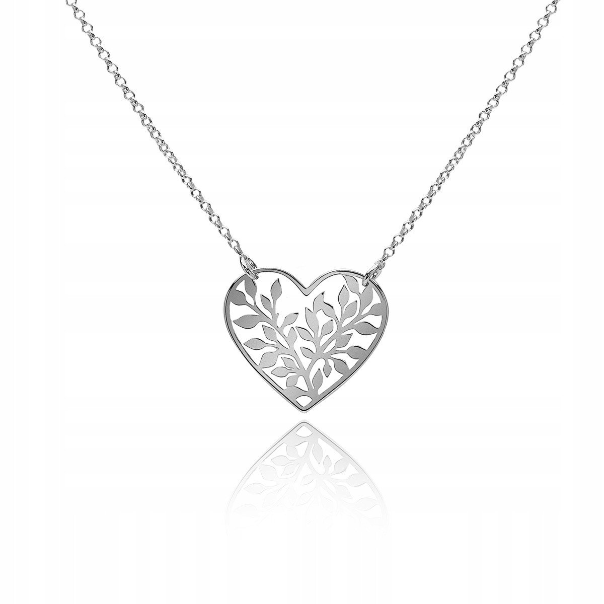 Naszyjnik serce srebrny rodowany