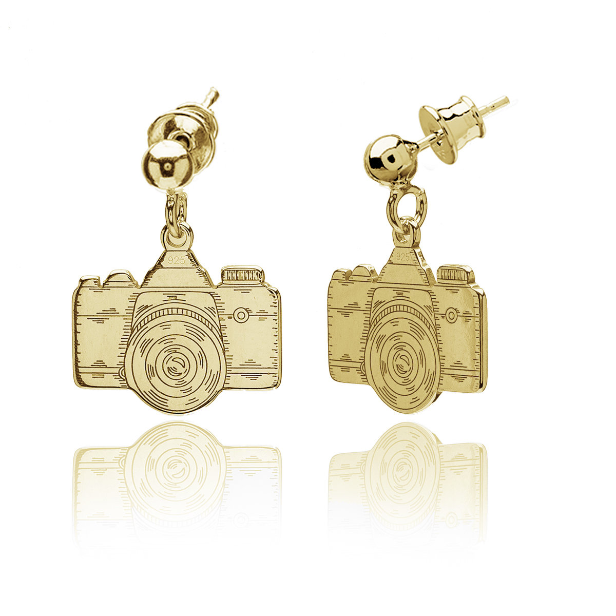 Kolczyki aparaty srebrne pozłacane