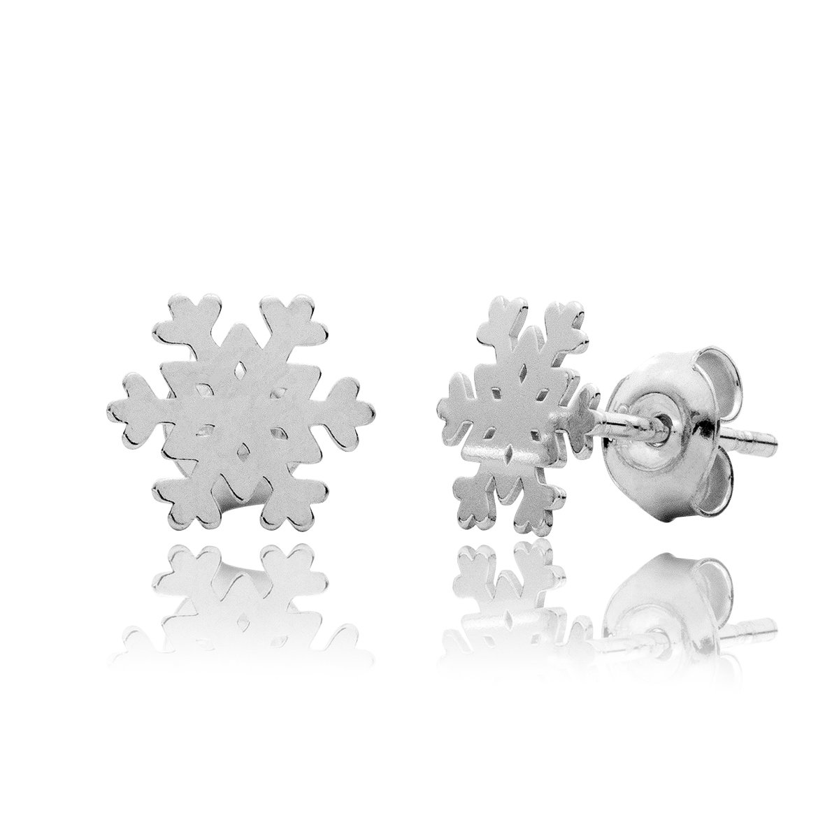 Kolczyki śnieżynki sztyft srebrne rodowane