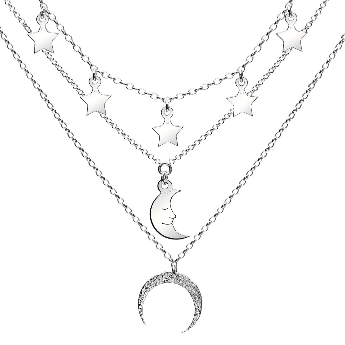 Naszyjnik warstwowy Layered necklace srebrny