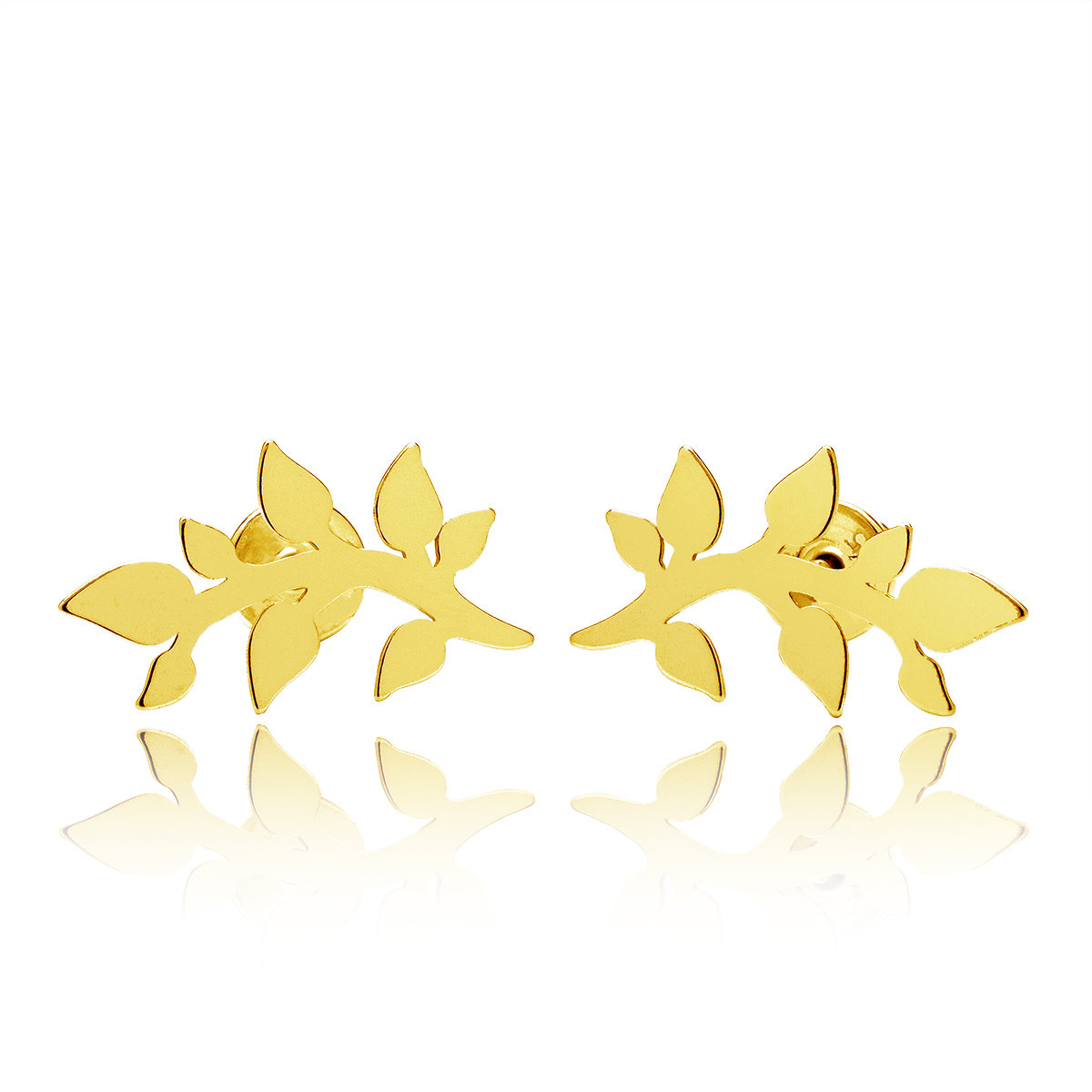 Kolczyki listki sztyft pozłacane