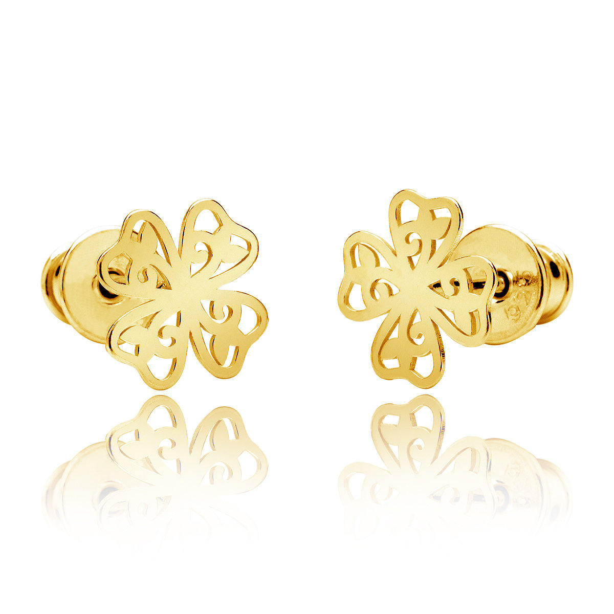 Kolczyki koniczyny ażurowe pozłacane