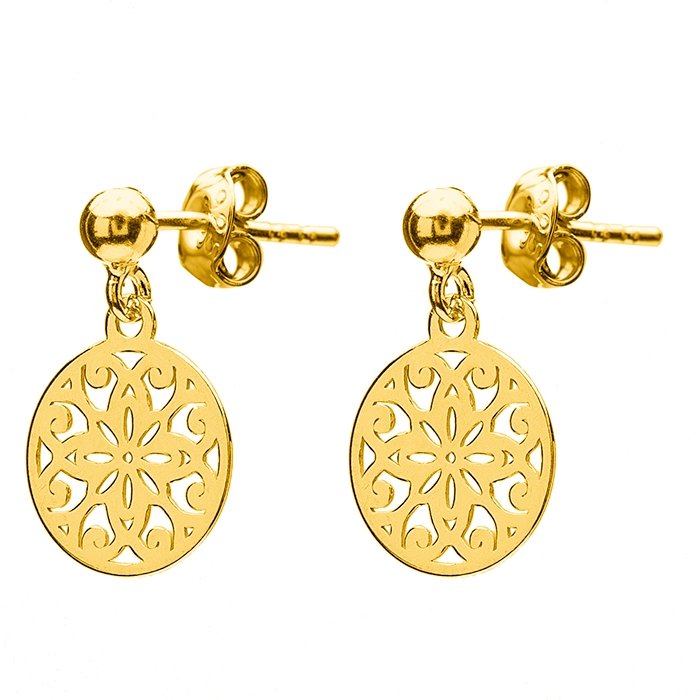 Kolczyki kółeczka rozetki pozłacane