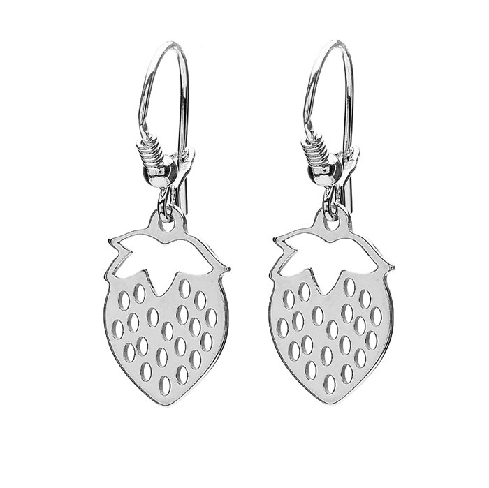 Kolczyki truskawki srebrne rodowane