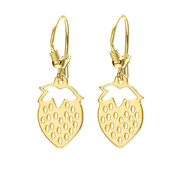 Kolczyki truskawki srebrne pozłacane