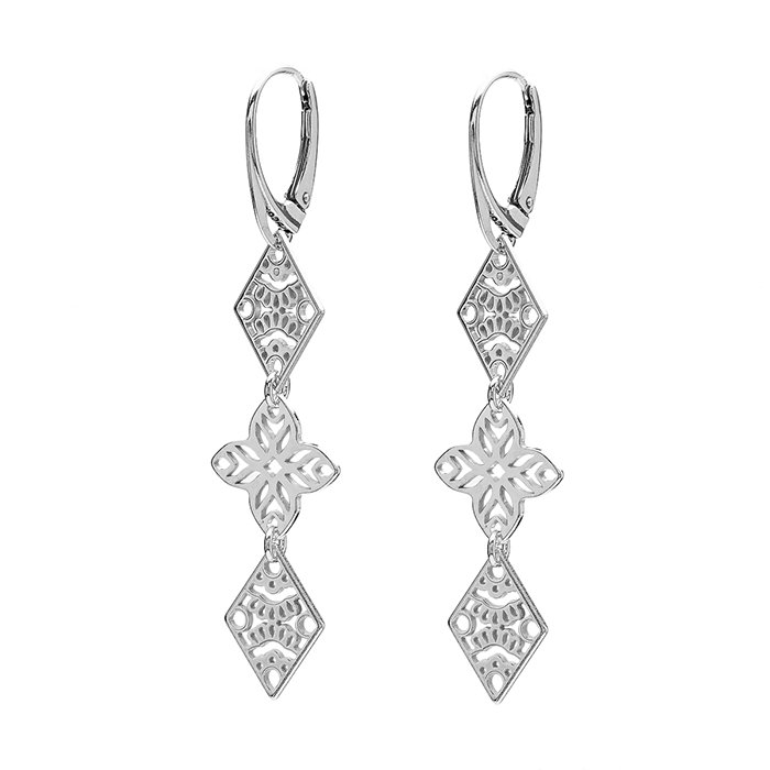 Długie kolczyki ażurowe srebrne