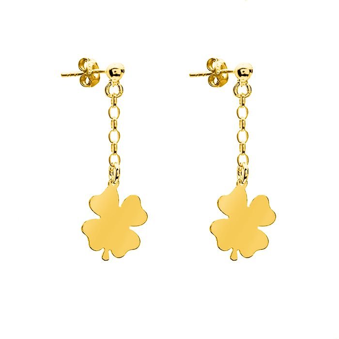 Kolczyki koniczynki srebrne pozłacane