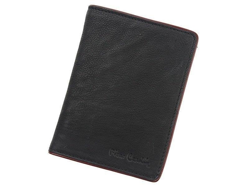 Pierre Cardin, Portfel skórzany męski, 05 Tumble 8814, czarny/bordowy