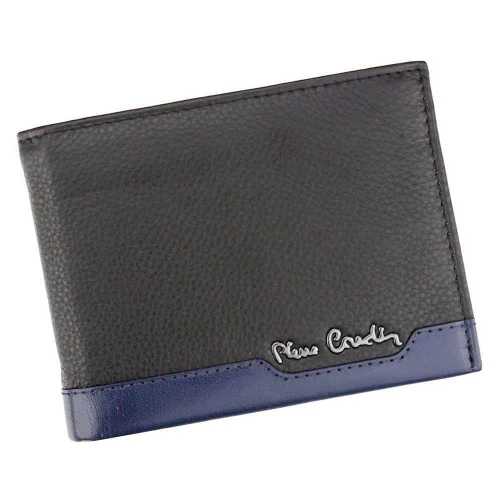 Pierre Cardin, Portfel skórzany męski, Tilak37 8806, czarny/niebieski, ochrona RFID
