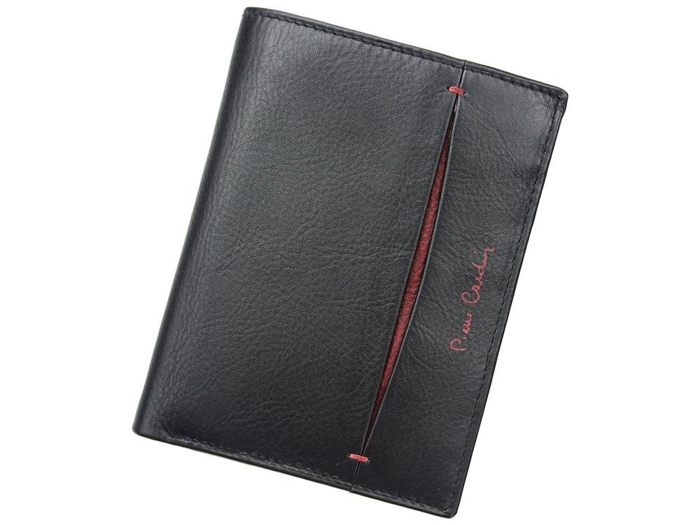 Pierre Cardin, Portfel skórzany męski, Tilak07 330, czarny/bordowy, ochrona RFID