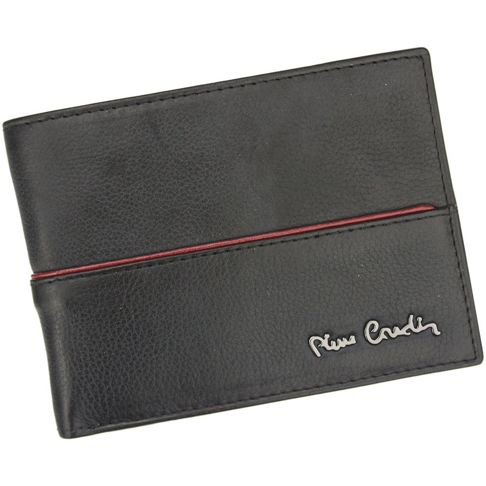 Pierre Cardin, Portfel skórzany męski, Tilak38 8806, czarny/czerwony, ochrona RFID