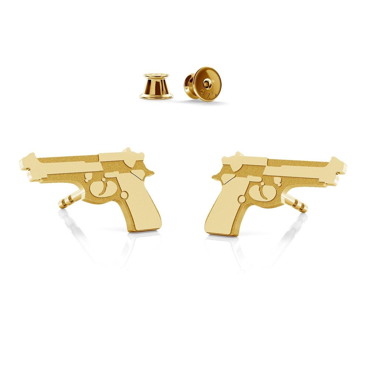 Kolczyki pistolet beretta, srebro 925 : Srebro - kolor pokrycia - Pokrycie żółtym 18K złotem