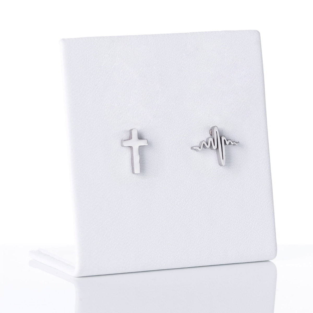 Kolczyki - krzyżyk - linia życia - Acciaio