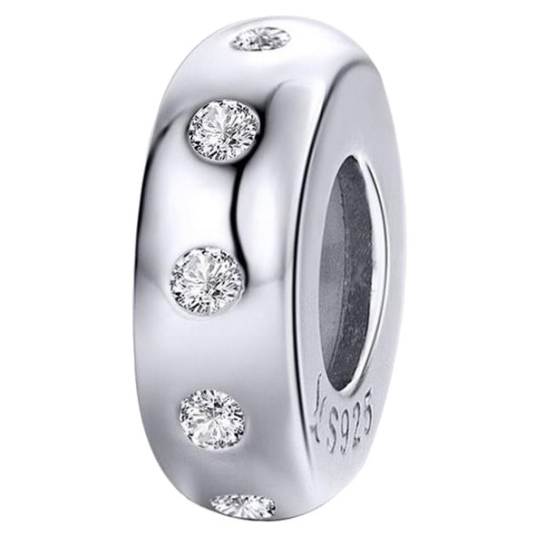 CHARMS STOPER srebro 925 cyrkonie Koralik Zawieszka S925 Zabezpieczenie