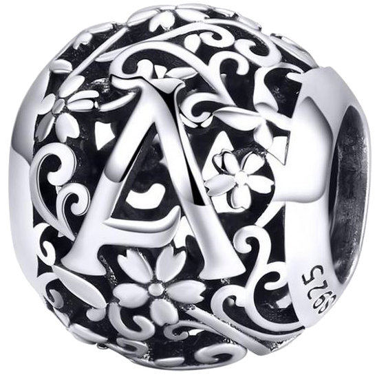 CHARMS srebro 925 litera A zawieszka koralik pr925