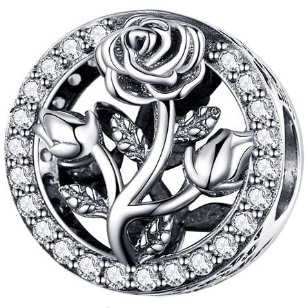 CHARMS KWIAT RÓŻA srebro 925 koralik zawieszka Natura