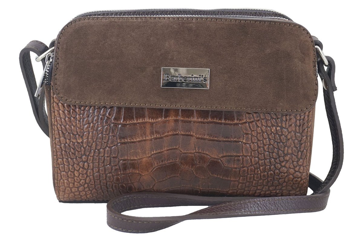 Stylowa torebka crossbody trzykomorowa - Brązowa ciemna